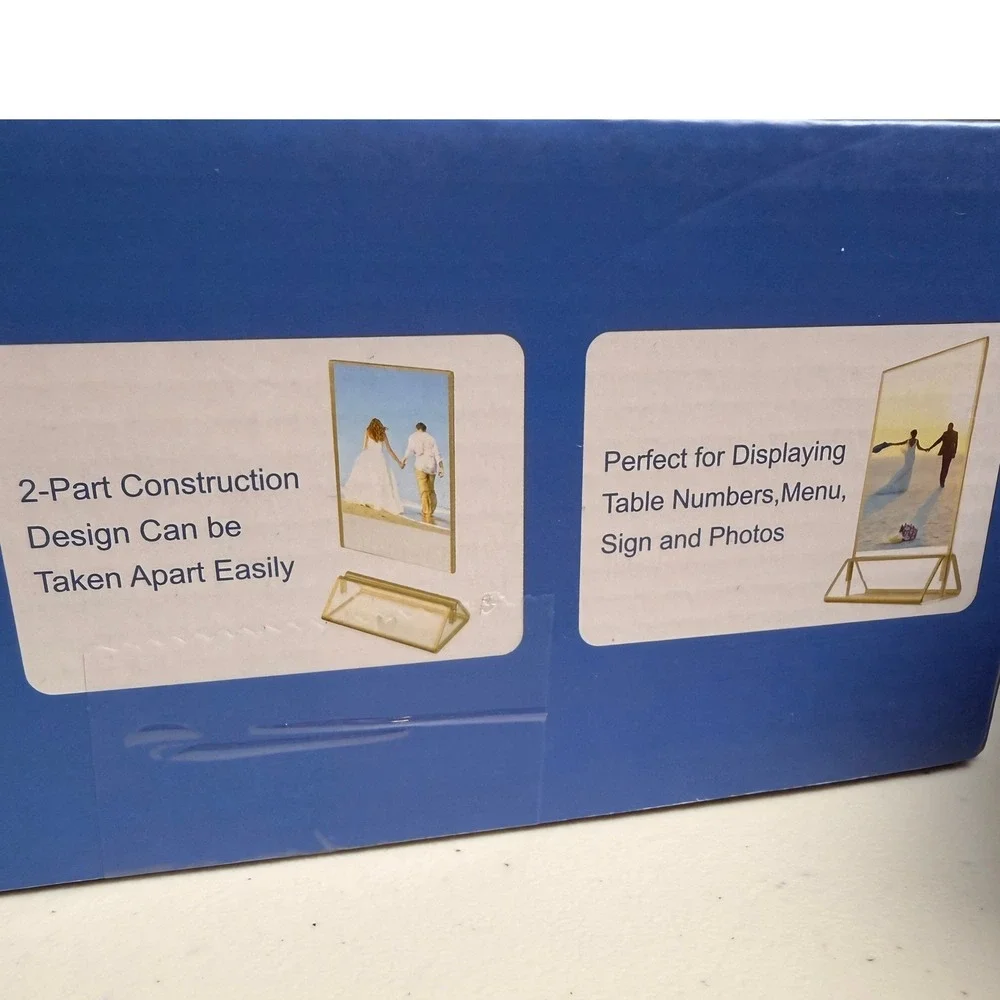 Table Number Stand Frame Acrylic Sign Holder 4x6 Gold 6 Pack Party Wedding Photo